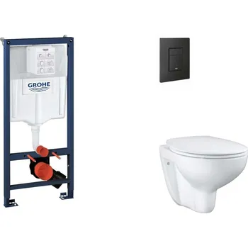Klozet GROHE - Rapid SL Set předstěnové instalace, klozetu, sedátka SoftClose a tlačítka Even, phantom black SANI11BB5113