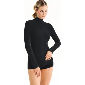 Bezešvé tričko s dlouhým rukávem a výstřihem černá S/M