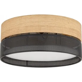 Stropní svítidlo NICOL černé stínidlo s dřevěným prvkem