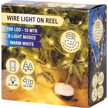 Vánoční dekorace Vánoční osvětlení na stromeček na navijáku, LED osvětlení na navijáku 100 LED 10 m