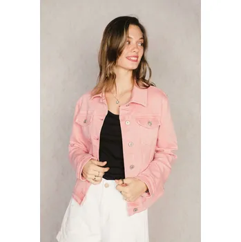 Dámská casual bunda Bunda džínová color Sarah John F6618 barva: růžová, velikost: XL