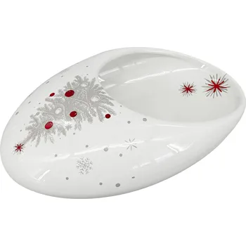 by inspire Vánoční mísa Koleda Bean S (20x13x7cm), bílá/červená/šedá