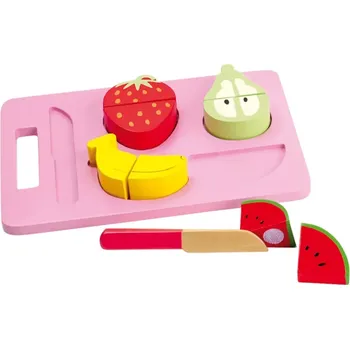 Dřevěná hračka SMALL FOOT Krájení ovoce na prkýnku