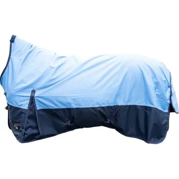 Deka pro koně Lehká výběhová deka HKM Norwich 600D High Neck s fleecem navy/light blue 155cm