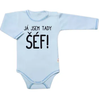 Kojenecký body Body dlouhý rukáv s vtipným textem Baby Nellys, Já jsem tady ŠÉF! Velikost: 80 (9-12m)