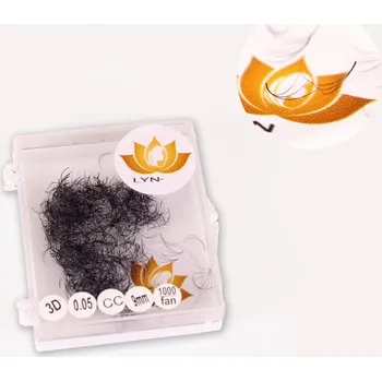 Umělé řasy VĚJÍŘKY ŘASY TRSY HEDVÁBNÉ 3D-0,05 ZAKŘIVENÍ CC - 1000 KS #2419 - 12 mm