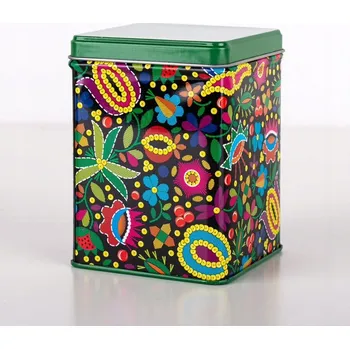 Dóza na potraviny PLECHOVÁ KRABIČKA NA ČAJ, DROBNOSTI - FOLK KRAKOWSKÝ VZOR