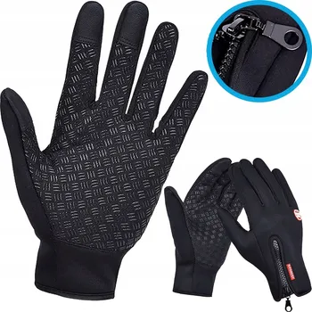 Cyklistické rukavice CYKLISTICKÉ PĚTIPRSTÉ RUKAVICE NA ZIMU S DOTYKOVÝMI PRSTY A PĚNOVOU VÝPLNÍ, VELIKOST M, S LED SVĚTLEM