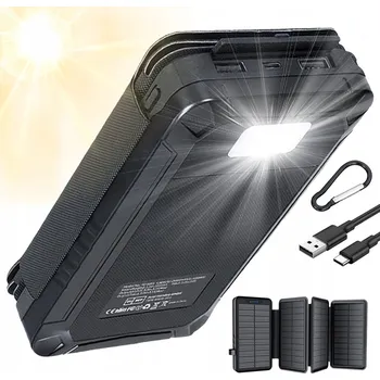 Powerbanka SOLÁRNÍ POWERBANKA 26800MAH RYCHLÁ NABÍJEČKA ČERNÁ + 4 SOLÁRNÍ PANELY