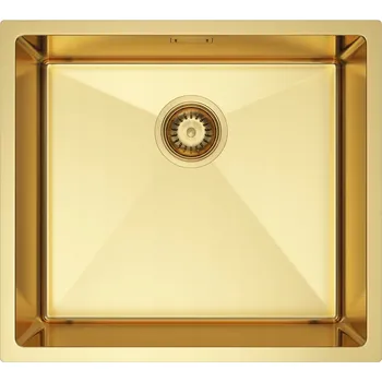 Granitový dřez Dřez 49x44 cm zlatý PVD – jednokomorový, na desku s odtokem