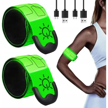 2x REFLEXNÍ PÁSKA NA RUKU PRO BĚHÁNÍ ZELENÁ