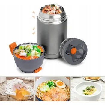 Termoska STALOWY TERMOSKA OBIADOWY 650ML SADA S LŽÍCÍ A VIDLIČKOU NA OBĚD