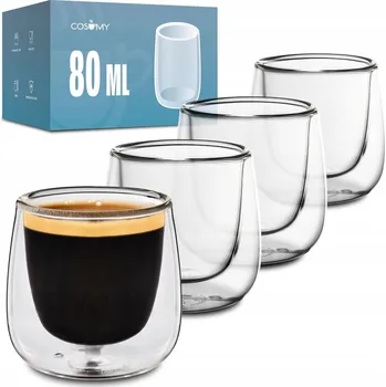 Sklenice 4 x SKLENICE ŠÁLKY S DVOJITÝMI STĚNAMI TERMO 80ml NA ESPRESSO