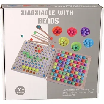 Dřevěná hračka Dřevěná Hra Kuličky Stolní Edukační Člověče, nezlob se