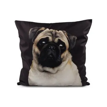 Sametový povlak na polštář pes, kočka 45x45 cm - 1 ks - 5 černá pejsek
