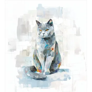 Počesaná teplákovina Takoy PANEL 360g malovaná kočka