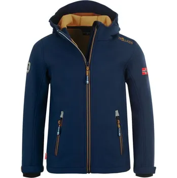 TrollKids Dětská softshellová bunda Trollfjord Jacket mystic blue/golden yellow softshell navy (161-146) 110