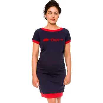 Těhotenské šaty Be MaaMaa Těhotenské šaty Love - teplákové, granát Velikost oblečení: L (40)