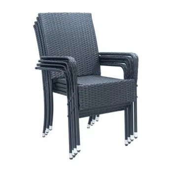 Zahradní židle Yoro 51523, polyratanová, stohovatelné a s područkami, 4 ks, 90 x 60 x 56 cm - A JUSKYS