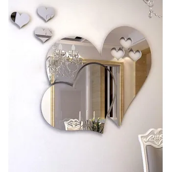 Zrcadlo Nalepovací zrcadlo srdce 27 x 22 cm stříbrné