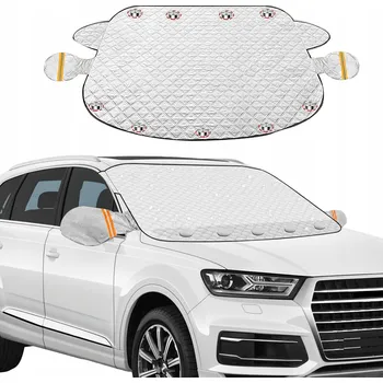 Stínítko do auta PROTINÁMRAZOVÁ A SLUNEČNÍ CLONA NA PŘEDNÍ SKLO S OBALY NA ZRCÁTKA 145x120 CM