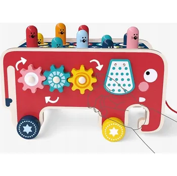 Dřevěná hračka HRA PUZZLE SLŮNĚ DŘEVĚNÁ KOSTKA VZDĚLÁVACÍ MONTESSORI VKLÁDAČKA