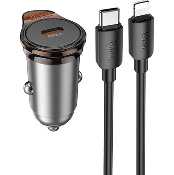 CL adaptér HOCO NZ16, 1x USB C, kabel USB C na Lightning, PD 30W, barva šedá