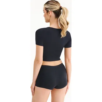 Bezešvé tričko Crop černá L/XL