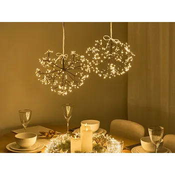 Vánoční dekorace Zahradní LED dekorace černá vnitřní venkovní 2 jmelí sezónní doplněk domácí dekorace světelná Beliani