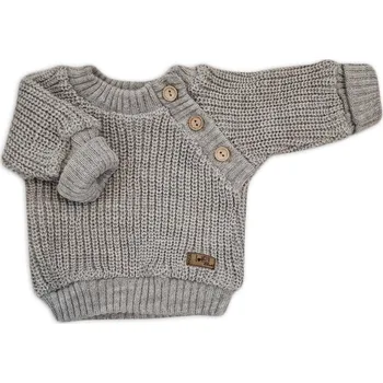 Pletený svetřík pro miminko s knoflíčky Lovely, prodloužené náplety, tm. šedý, 56/62 Velikost: 80/86 (12-18m)