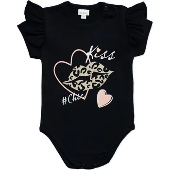G-baby Kojenecké body s volánkem Kiss - černé Velikost: 92 (18-24m)