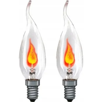 Žárovka 2 žárovky PLAMÍNKY S EFEKTEM PLÁPOLAJÍCÍHO OHNĚ závit E14 - 1,5W - 220/230V - délka 70 mm