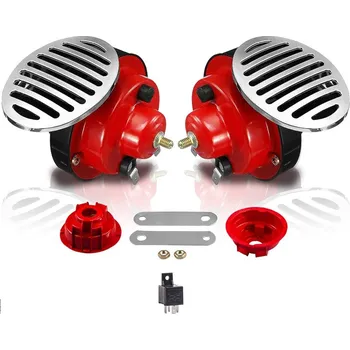 Dvoutónový klakson sada 2 ks červeno/černý 12V