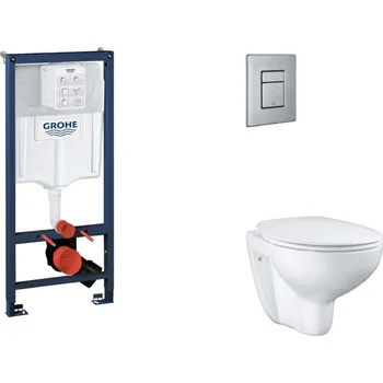 Klozet GROHE - Rapid SL Set předstěnové instalace, klozetu, sedátka SoftClose a tlačítka Skate Cosmopolitan, kartáčovaná nerezová ocel SANI11BB2115