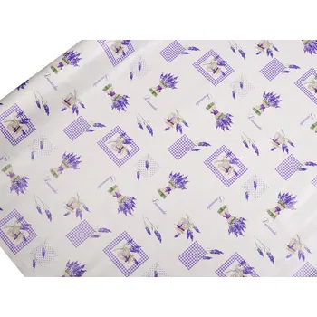 Galanterie Ubrusovina PVC s textilním podkladem, barva 33 bílá levandule