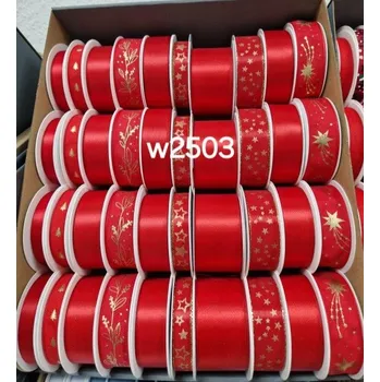 Vánoce Vánoční stuhy s drátkem - červené mix 2503