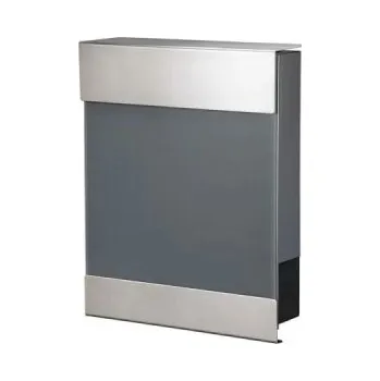 Poštovní schránka Nástěnná poštovní schránka Cube, 11 x 38 x 46,5 cm, šedá, nerez, přihrádka na noviny - B PORTAFERM