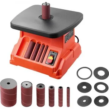 stolní bruska Oscilační vřetenová bruska VEVOR, stolní vřetenová bruska s 2000 ot./min., 6 objímkami (12,7–76,2 mm), zdvihem 16 mm a pracovním stolem o šířce 390 x 415 mm pro povrchovou úpravu nábytku, broušení řemesel, kutilské zpracování dřeva