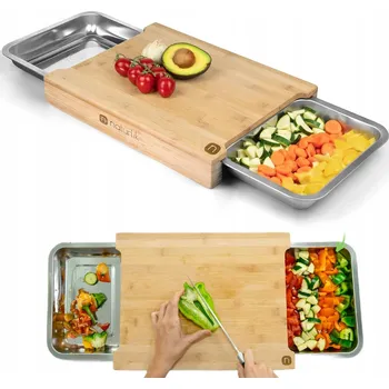 Kuchyňské prkénko KRÁJECÍ DESKA S MAGNETICKÝMI PODNOSY XL BAMBUSOVÁ DESKA DO KUCHYNĚ