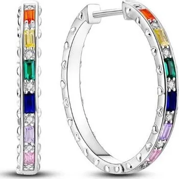 Náušnice Prosperk Stříbrné náušnice kroužky s barevnými kamínky S2384