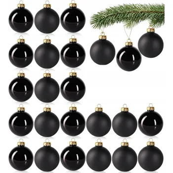 Vánoční dekorace 24x VÁNOČNÍ BAŇKY NA VÁNOČNÍ STROMEK ČERNÉ - SADA VÁNOČNÍCH OZDOB