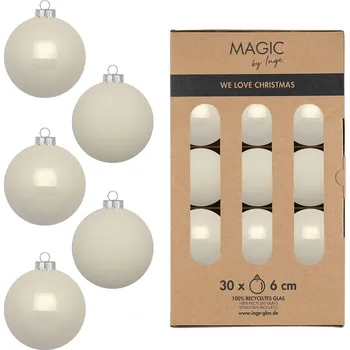 Vánoční dekorace Sada vánočních baněk 6 cm bílé 30 ks