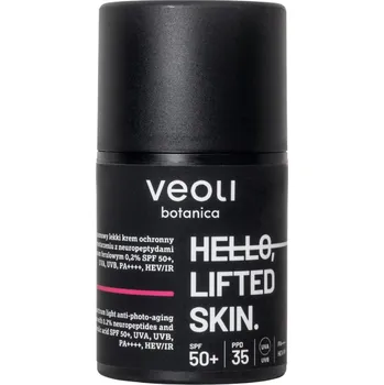 Pleťový krém Veoli Botanica Hello Lifted Skin širokospektrální lehký krém proti stárnutí s neuropeptidy 0,2 % a kyselinou ferulovou 0,2 % SPF50+ 50 ml