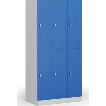 Šatní skříň B2B Partner Šatní skříňka S1 s úložnými boxy, 6 boxů, 1850 x 900 x 500 mm, otočný zámek, modré dveře