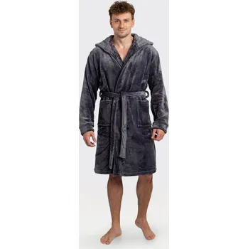 Dámský župan Pánský župan s kapucí šedý XL/XXL - šedá