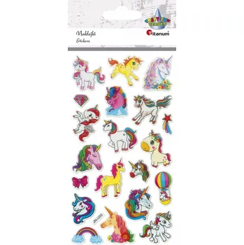 samolepka Samolepky vypouklé Titanum Duhové jednorožci puffy 20 ks
