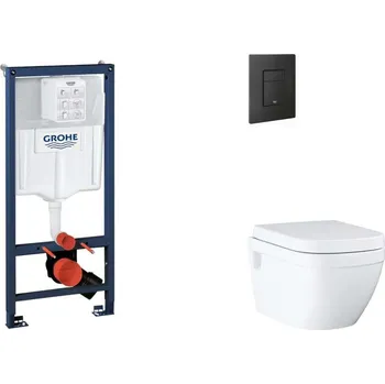 Klozet GROHE - Rapid SL Set předstěnové instalace, klozetu, sedátka SoftClose a tlačítka Even, phantom black SANI11BB5119