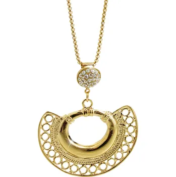 Módní doplněk JSB bijoux s.r.o. Zlatý náhrdelník z bižuterní slitiny zdobený africký styl s krystaly Swarovski Golden Shadow