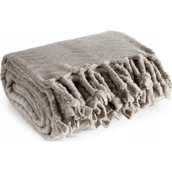 deka Béžová deka s třásněmi 150x200 z mikrovlákna, jednobarevná, embosovaná EMMA