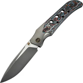 kapesní nůž WE Leštěná šedá titanová rukojeť s vložkou z Nebula Fat Carbon Fiber
